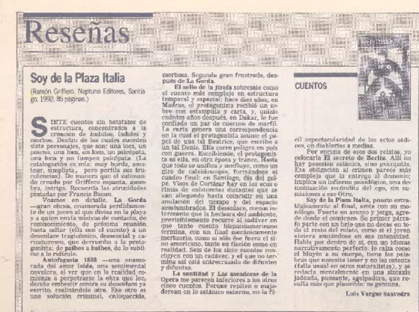 Soy de la plaza Italia  [artículo] Luis Vargas Saavedra.