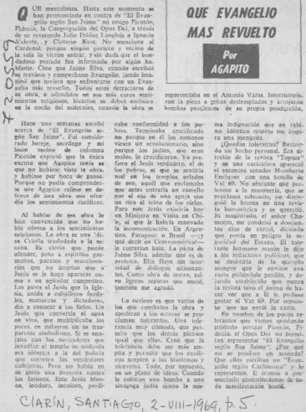 Que Evangelio más revuelto  [artículo] Agapito.