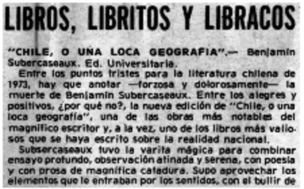 "Chile o una loca geografía".  [artículo]