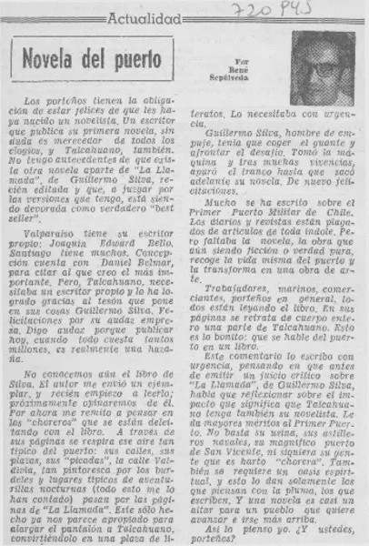 Novela del puerto  [artículo] René Sepúlveda.