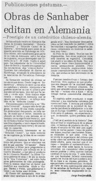 Obras de Samhaber edtitan en Alemania  [artículo] Jorge Bentjerodt B.