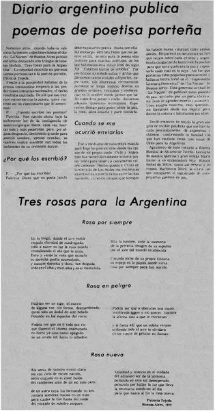 Diario argentino publica poemas de poetisa porteña.  [artículo]