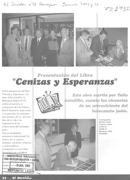 Cenizas y esperanzas".  [artículo]