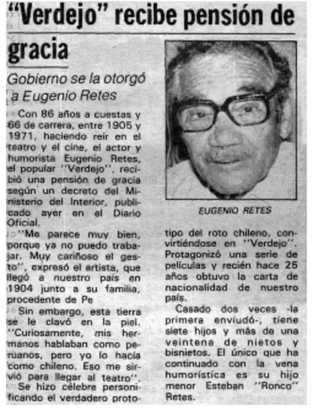 Verdejo" recibe pensión de gracia.  [artículo]