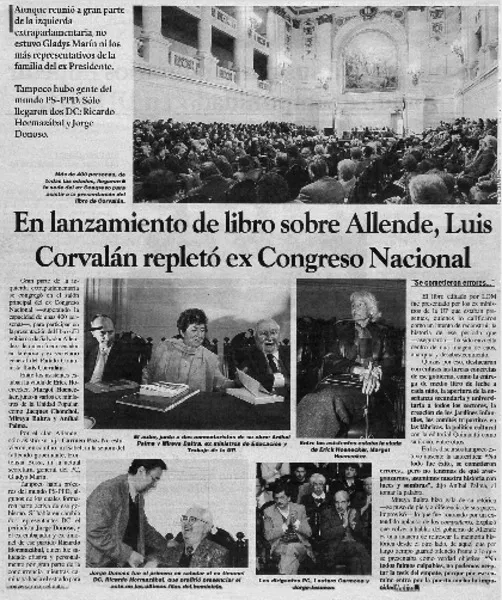 En lanzamiento de libro sobre Allende Luis Corvalán repletó ex Congreso Nacional.  [artículo]