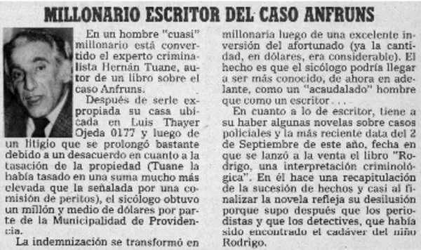 Millonario escritor del caso Anfruns.  [artículo]