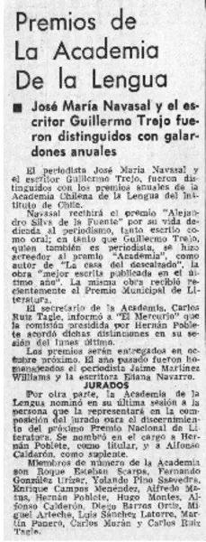 Premios de La Academia De La Lengua.  [artículo]