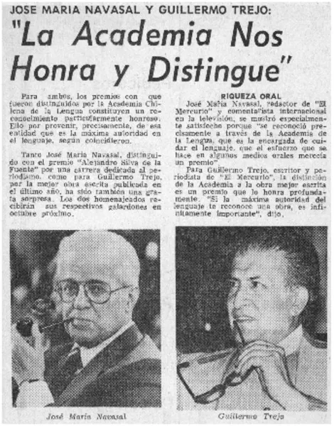 "La Academia nos honra y distingue".  [artículo]