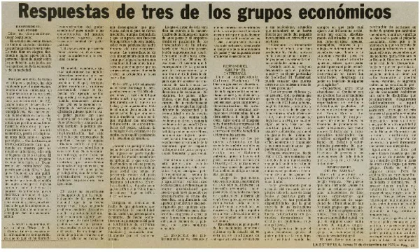Respuestas de tres de los grupos económicos.  [artículo]
