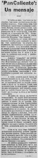 "Pan caliente": un mensaje  [artículo] J.Y.O.