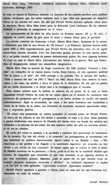 "Perejil piedra"  [artículo] Joseph Kleinos.