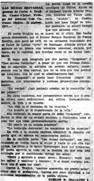 Las musas desvaidas  [artículo] Carlos R. Ibacache I.