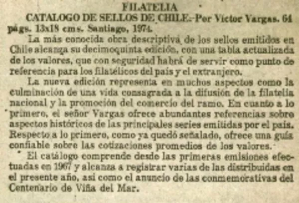 Catalogo de sellos de Chile.  [artículo]