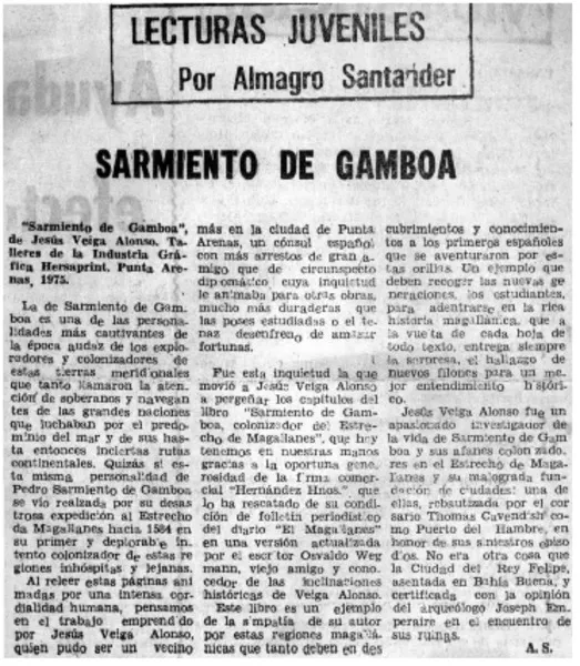 Sarmiento de Gamboa"  [artículo] Almagro Santander.