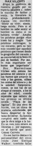 Max Vilches  [artículo] Claudio Solar.
