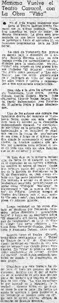 Mañana vuelve el teatro caracol con la obra "Viña".  [artículo]