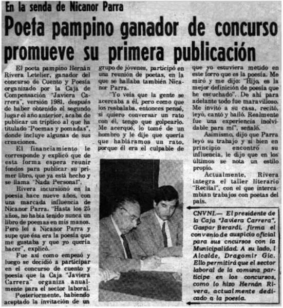 Poeta pampino ganador de concurso promueve su primera publicación  [artículo]