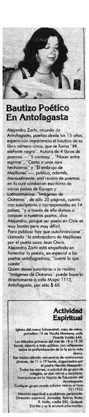 Bautizo poético en Antofagasta.  [artículo]