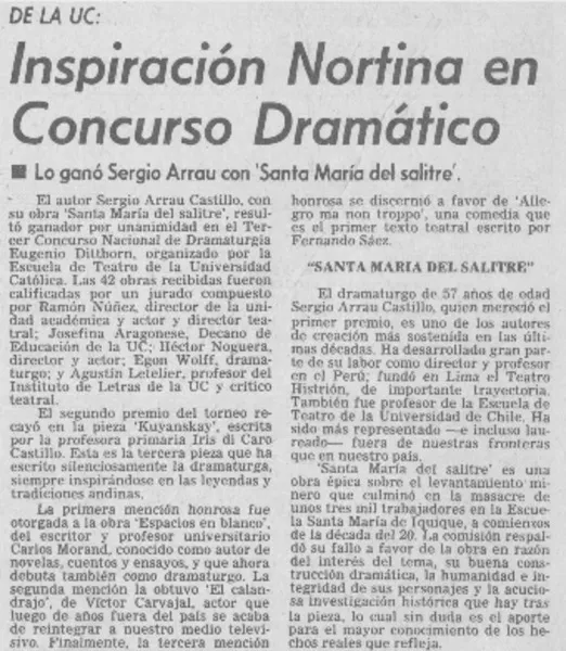 Inspiración nortina en concirso dramático.  [artículo]