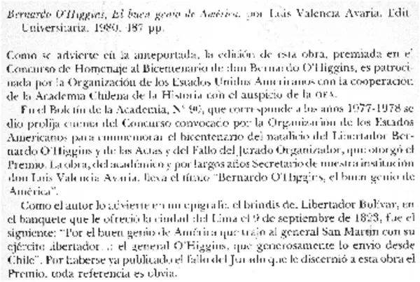 Bernardo O'Higgins. El buen genio de América.  [artículo]