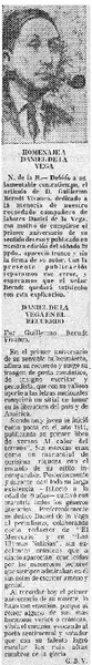 Homenaje a Daniel de la Vega  [artículo] Guillermo Berndt Vivanco.