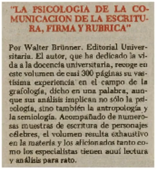 "La Psicología de la comunicación, de la escritura, firma y rubrica"  [artículo] Carlos Iturra.