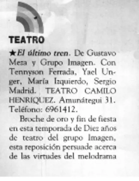 El último tren  [artículo] Luisa Ulibarri.