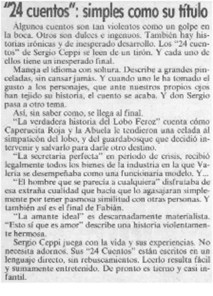 "24 Cuentos": simples como su título  [artículo] María Celeste Ruíz de Gamboa.