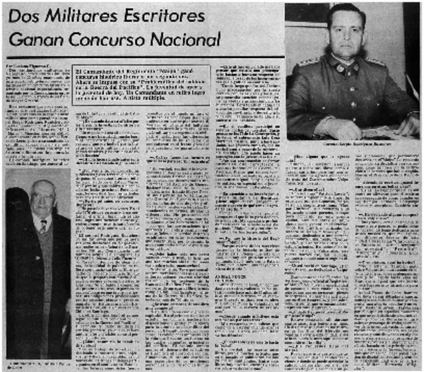 Dos militares escritores ganan concurso nacional: [entrevistas] [artículo] Luciano Figueroa C.
