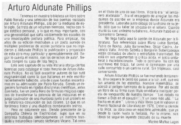 Arturo Aldunate Phillips  [artículo] Marino Muñoz Lagos.