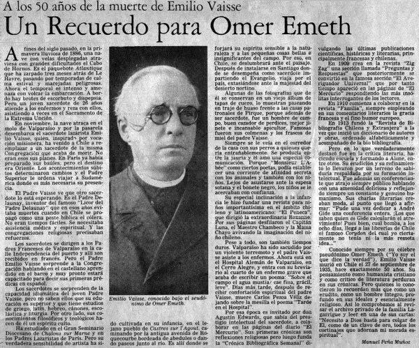 Un recuerdo para Omer Emeth  [artículo] Manuel Peña Muñoz.