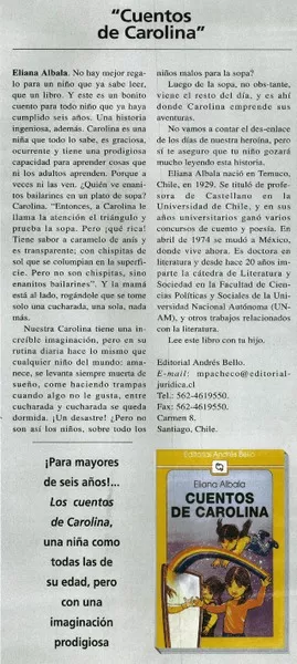 "Cuentos de Carolina"  [artículo] Elizabeth Subercaseaux.