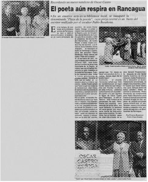 El poeta aún respira en Rancagua  [artículo] Patricio Rodríguez.