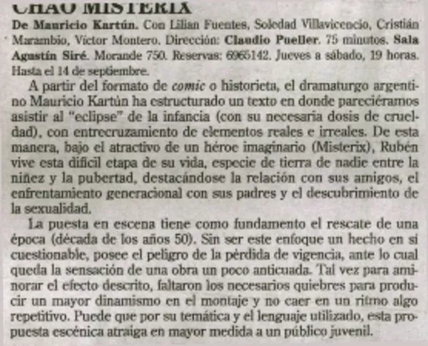 Chao Misterix  [artículo] Eduardo Guerrero del Río.