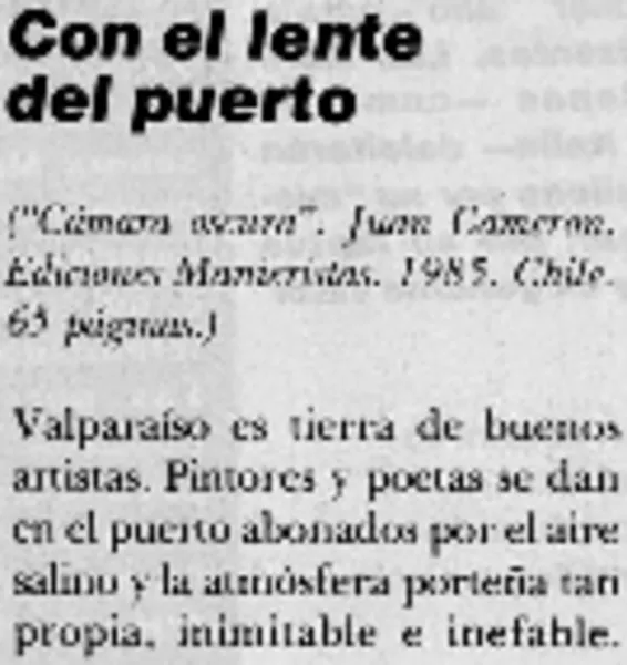 Con el lente del puerto  [artículo] M. Eugenia Meza B.