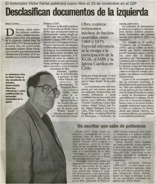 Desclasifican documentos de la izquierda  [artículo] Jimena Campos.