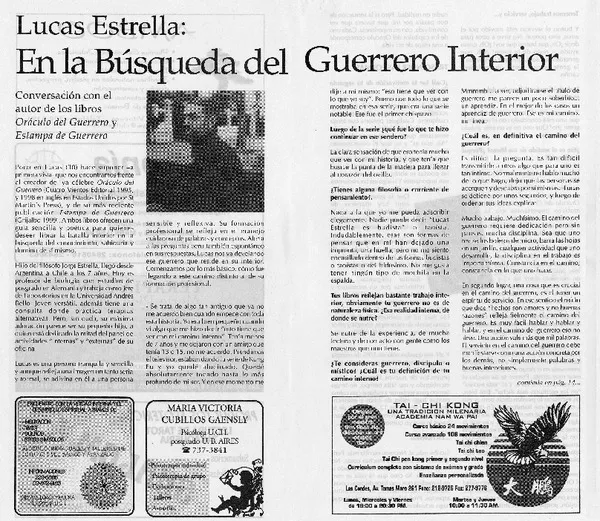 Lucas Estrella: en la búsqueda del guerrero interior : [entrevistas] [artículo]