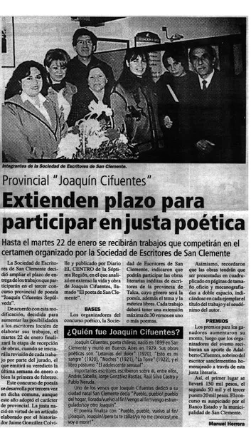 Extienden plazo para participar en justa poética  [artículo] Manuel Herrera.