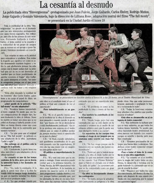 La cesantía al desnudo : [entrevistas] [artículo]