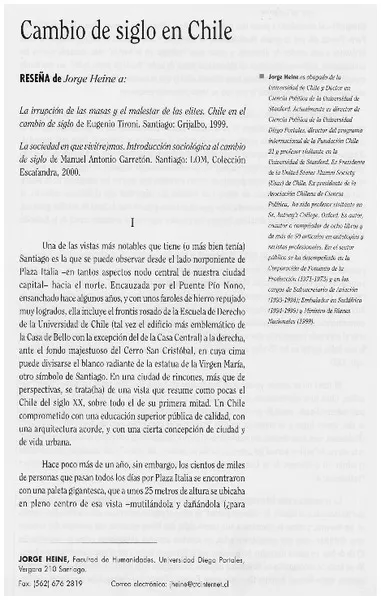 Cambio de siglo en Chile.  [artículo]