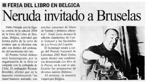 Neruda invitado a Bruselas.  [artículo]
