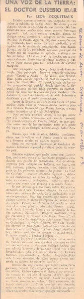Una voz de la tierra: El doctor Eusebio Ibar  [artículo] León Ocqueteaux.