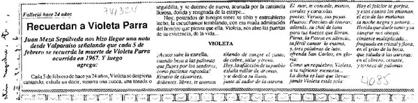 Recuerdan a Violeta Parra  [artículo]