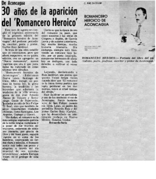 30 años de la aparición del "Romancero heroico"  [artículo] Bernardo Soria.