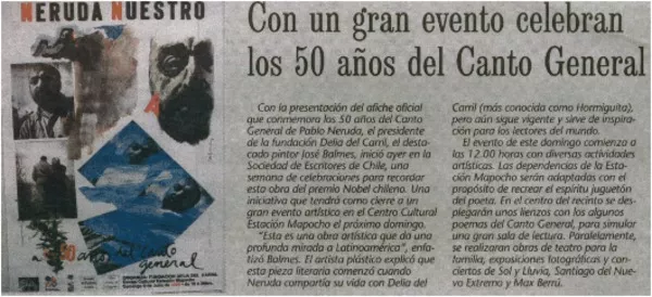 Con un gran evento celebran los 50 años del Canto General  [artículo]