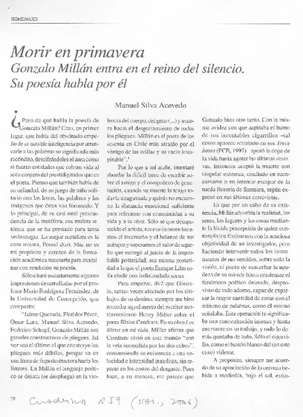 Gonzalo Millán entra en el reino del silencio  [artículo]