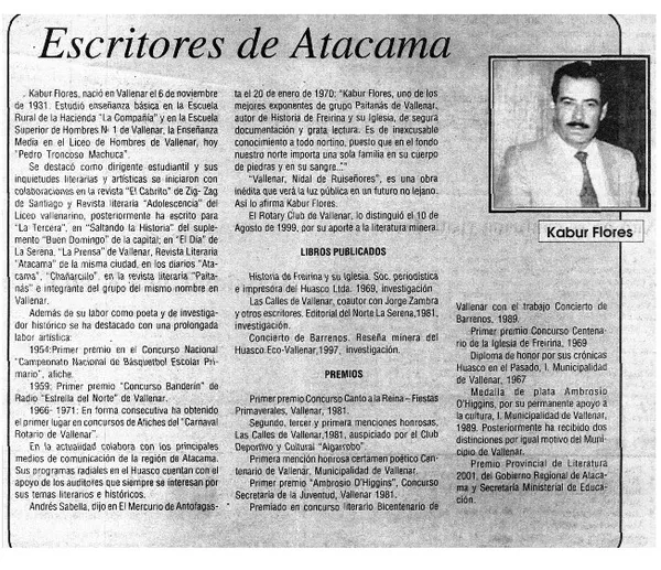 Escritores de Atacama  [artículo].