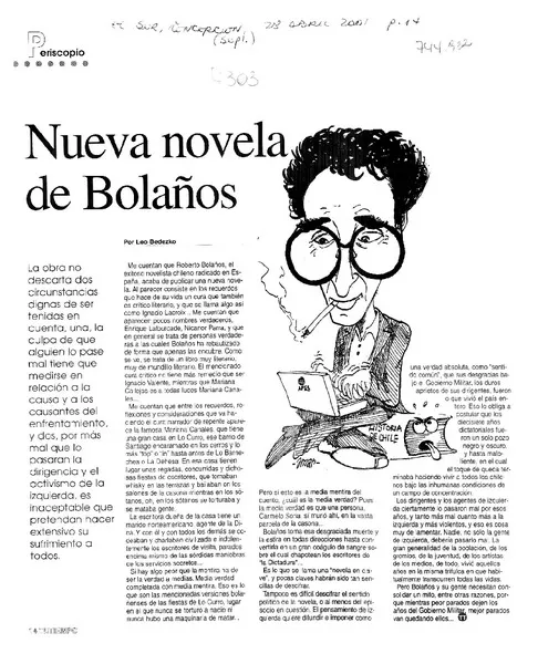 Nueva novela de Bolaño  [artículo] Leo Bedezko.
