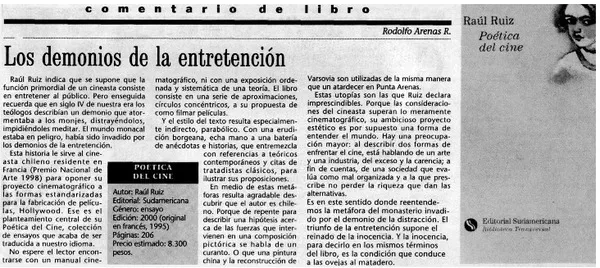 Los demonios de la entretención  [artículo] Rodolfo Arenas Romero.