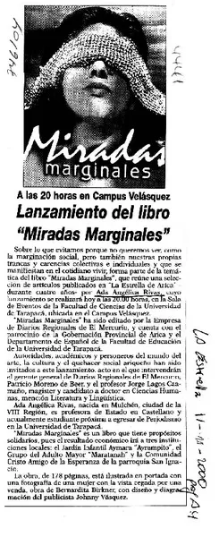 Lanzamiento del libro "Miradas Marginales"  [artículo]
